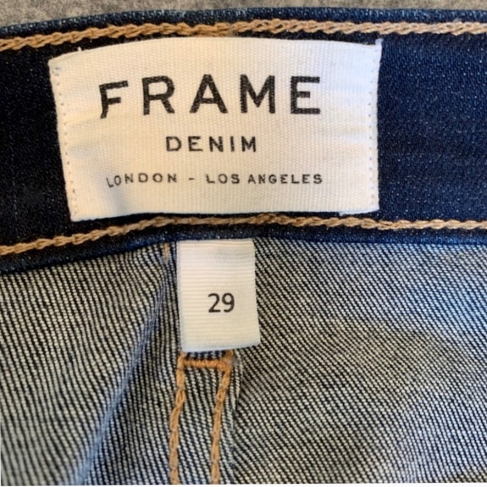 Frame Denim Le High Straight Fringe Hem Jeans in Pine Knoll - Picture 4 of 12